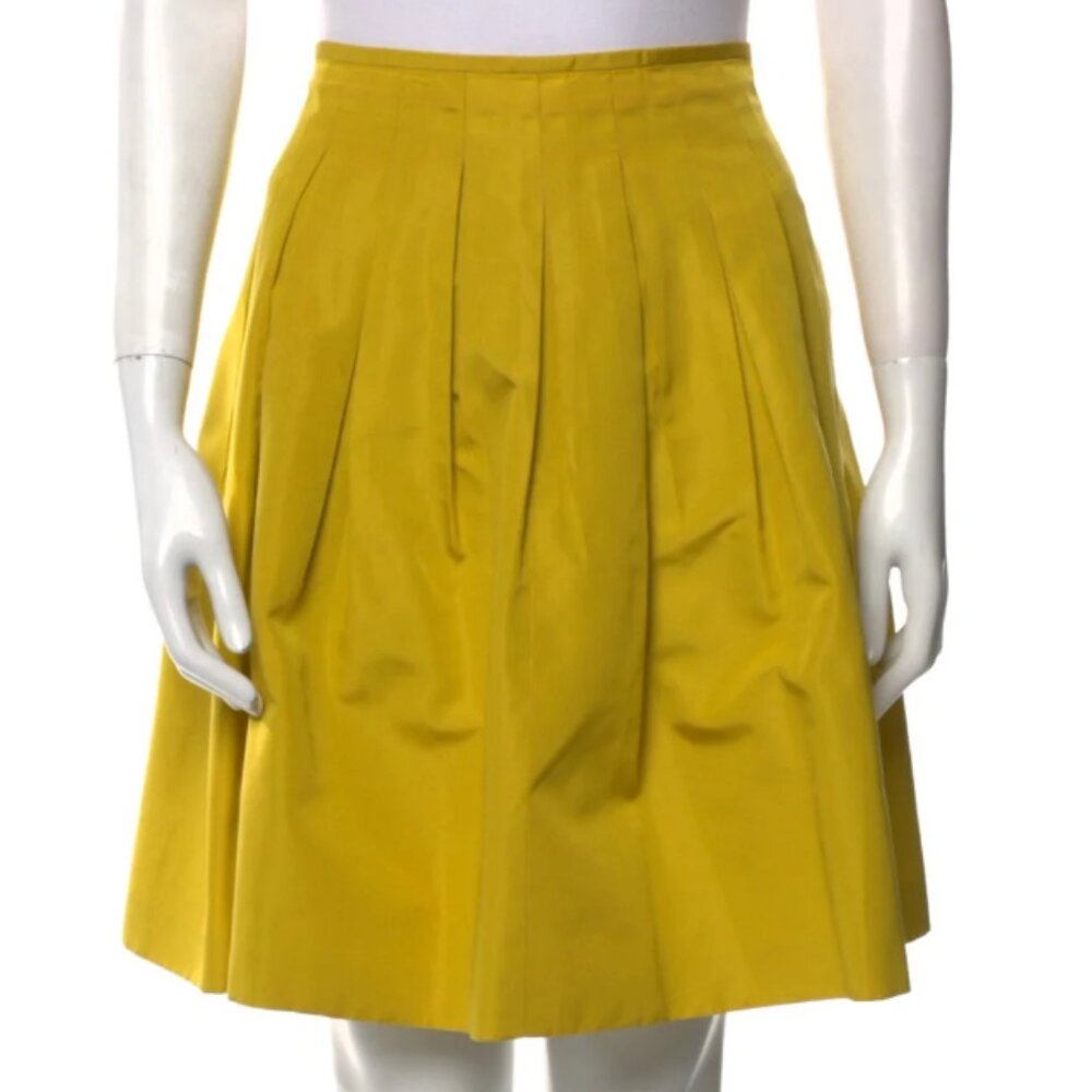 Jason Wu Chartreuse Yellow Green Silk Knee-Length Skirt M | US 6
